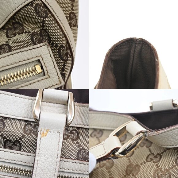 GUCCI Logo GG pattern Shoulder Tote Bag Canvas Leather Brown Beige Italy - Picture 11 of 16